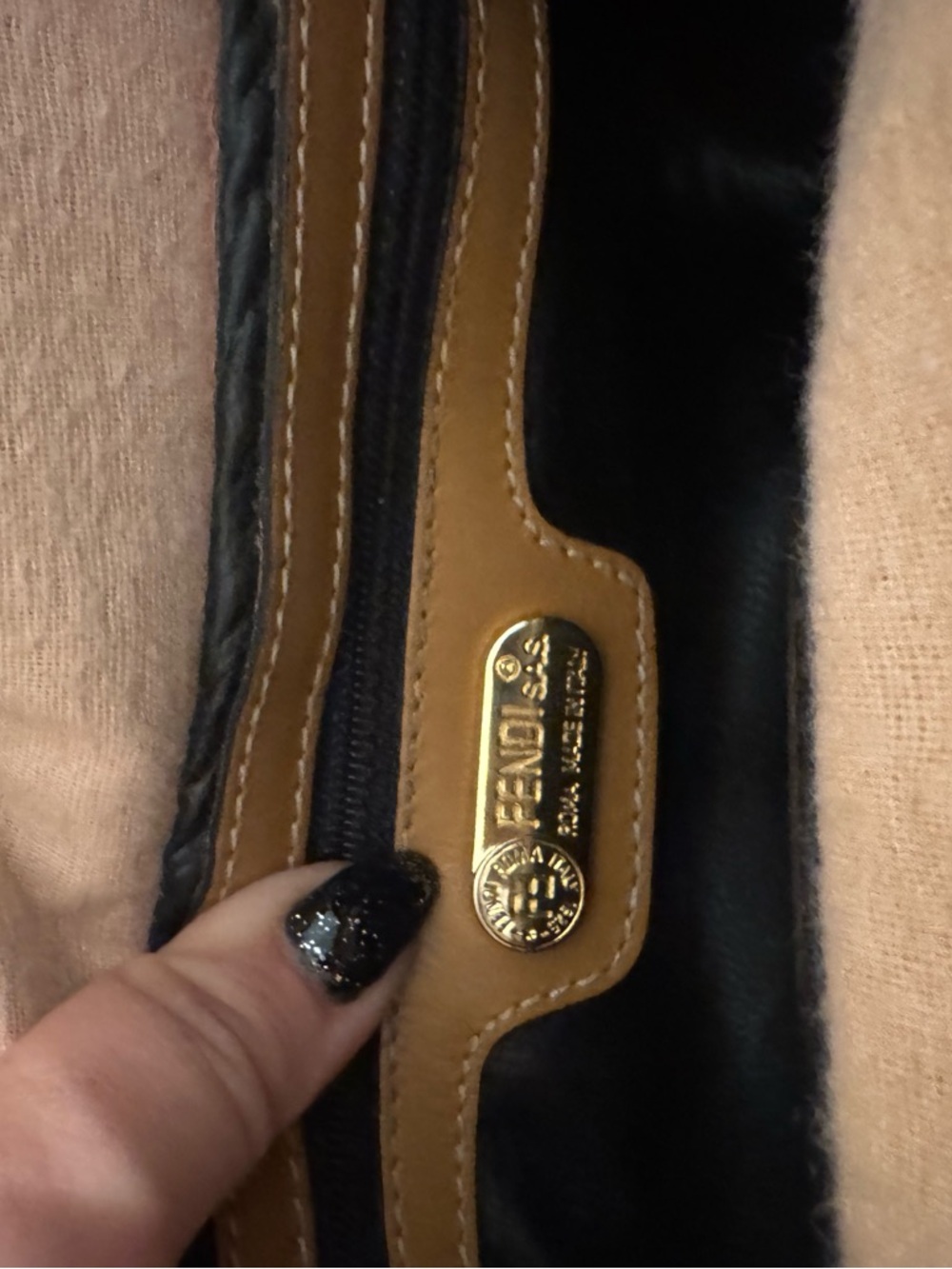 Fendi Brown Zucca Monogram Canvas Shoulder Bag with Tan Leather Trim - Picture 3 of 6
